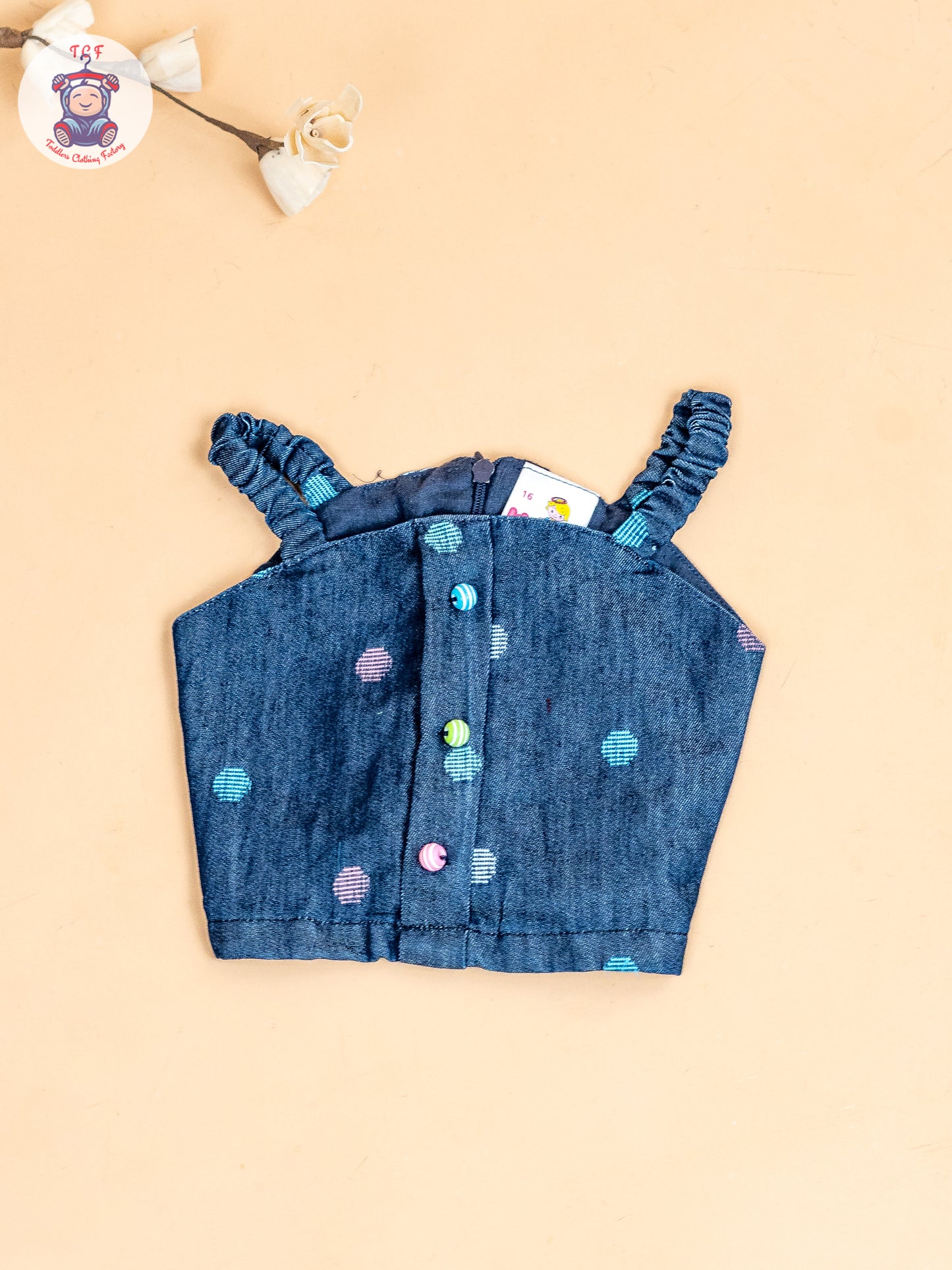 Denim Blue - Girls Crop Top & Shorts