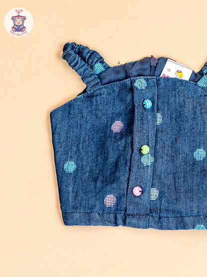 Denim Blue - Girls Crop Top & Shorts