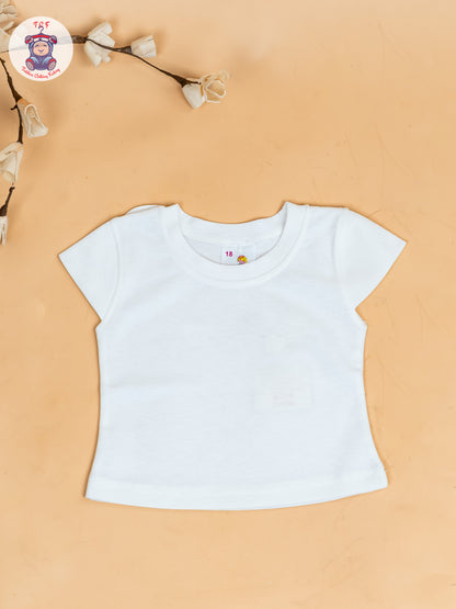 White & Sky Blue - Girls Applique Dungaree With T-Shirt