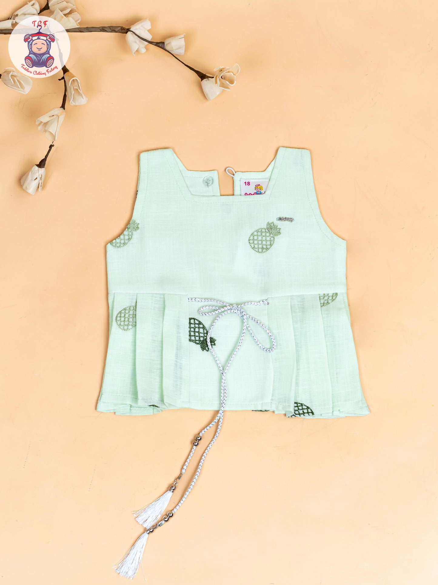 Pista Green - Girls Pine Apple Printed Top & Ballon Pant