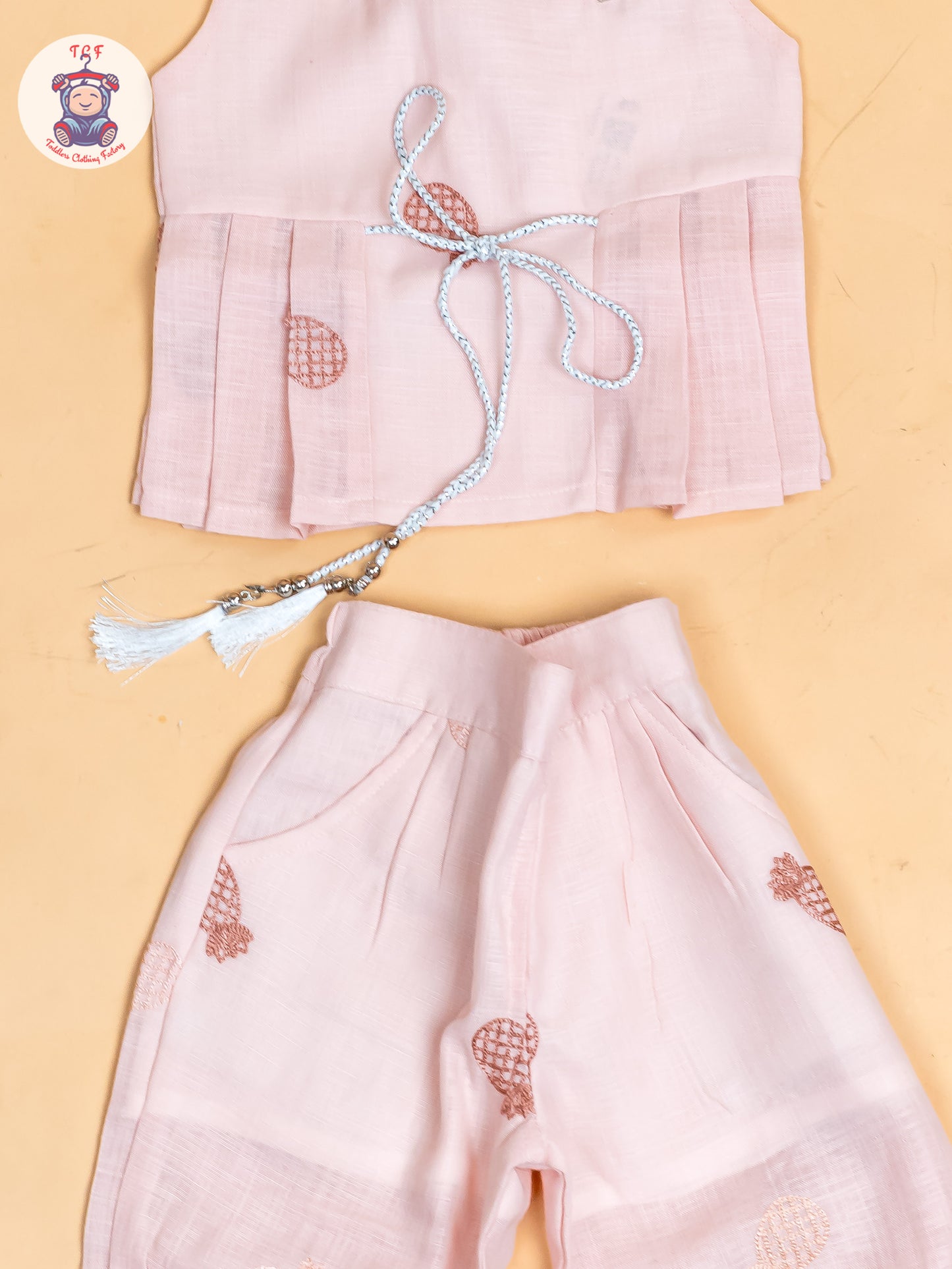 Peach - Girls Pine Apple Printed Top & Ballon Pant