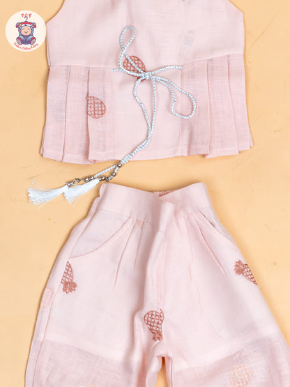 Peach - Girls Pine Apple Printed Top & Ballon Pant