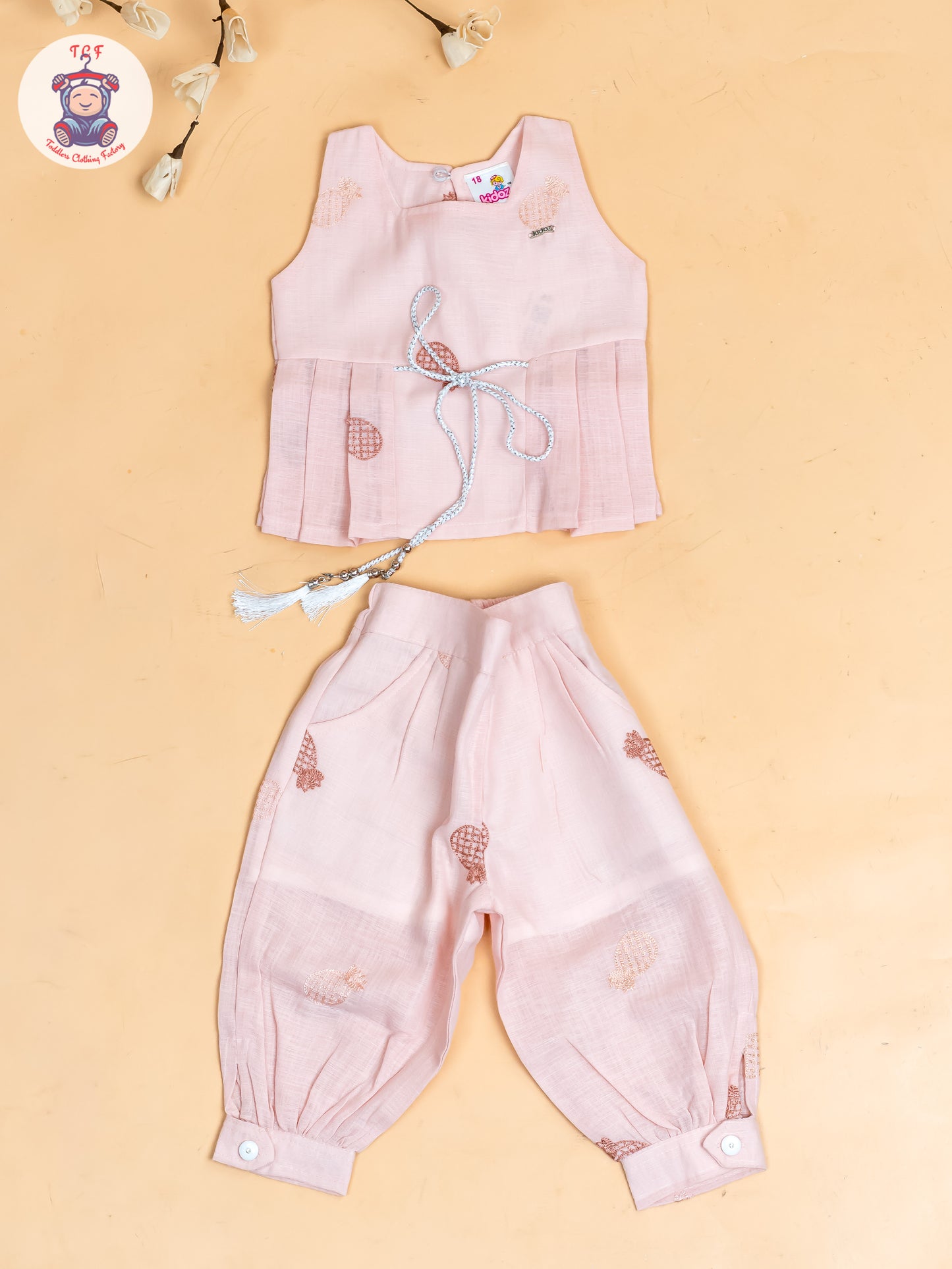 Peach - Girls Pine Apple Printed Top & Ballon Pant