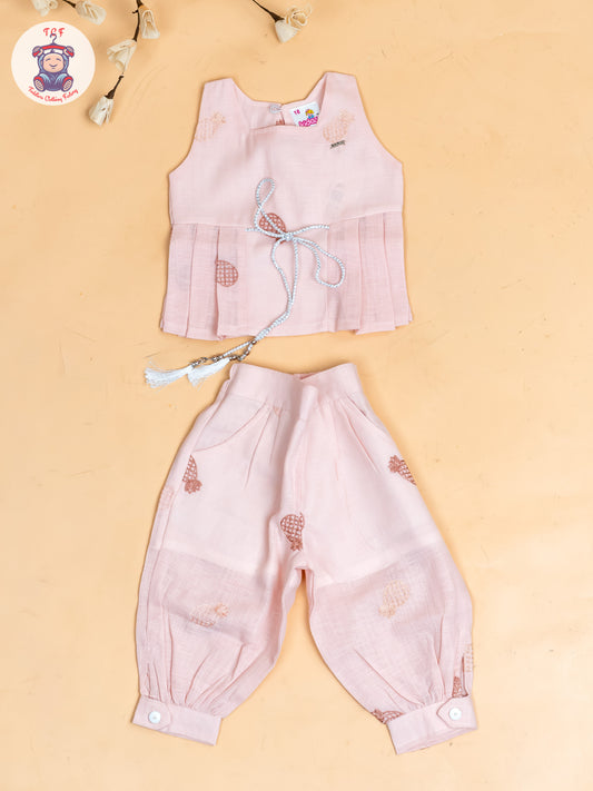 Peach - Girls Pine Apple Printed Top & Ballon Pant
