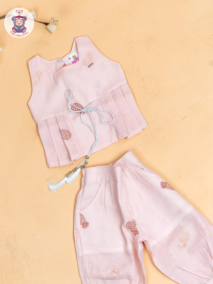 Peach - Girls Pine Apple Printed Top & Ballon Pant