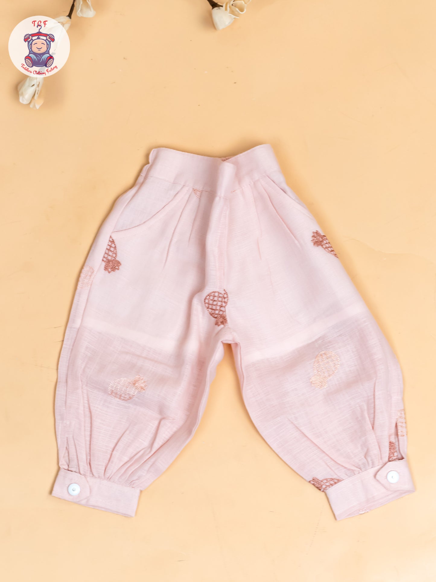 Peach - Girls Pine Apple Printed Top & Ballon Pant