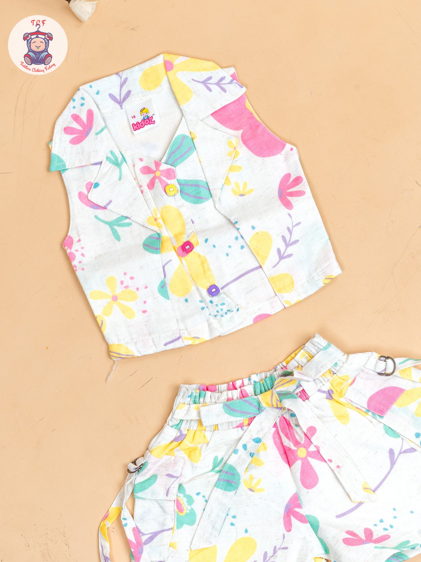 Half White  - Girls Floral Printed Top & Shorts