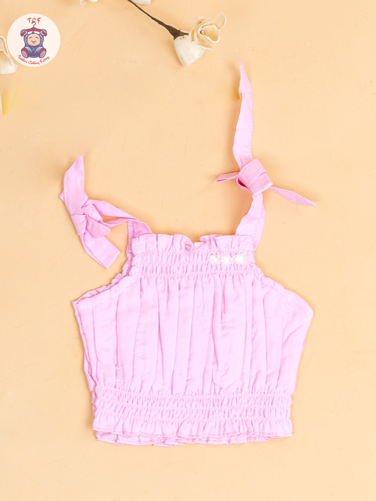 Baby Pink - Girls Embroidered Crop Top & Skirt