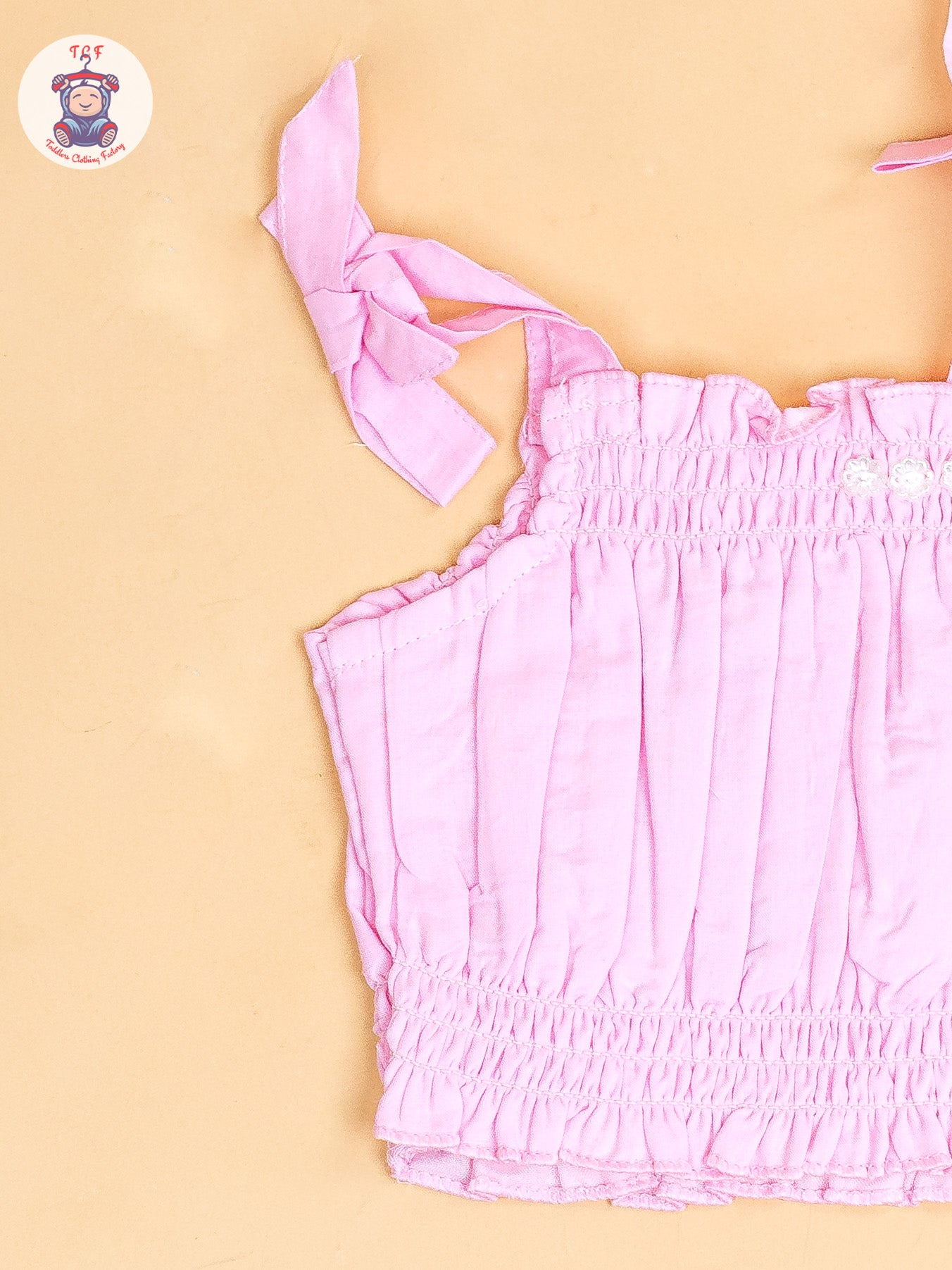 Baby Pink - Girls Embroidered Crop Top & Skirt