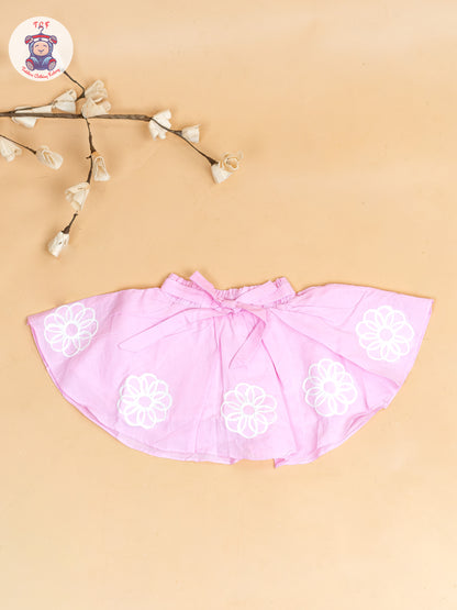 Baby Pink - Girls Embroidered Crop Top & Skirt
