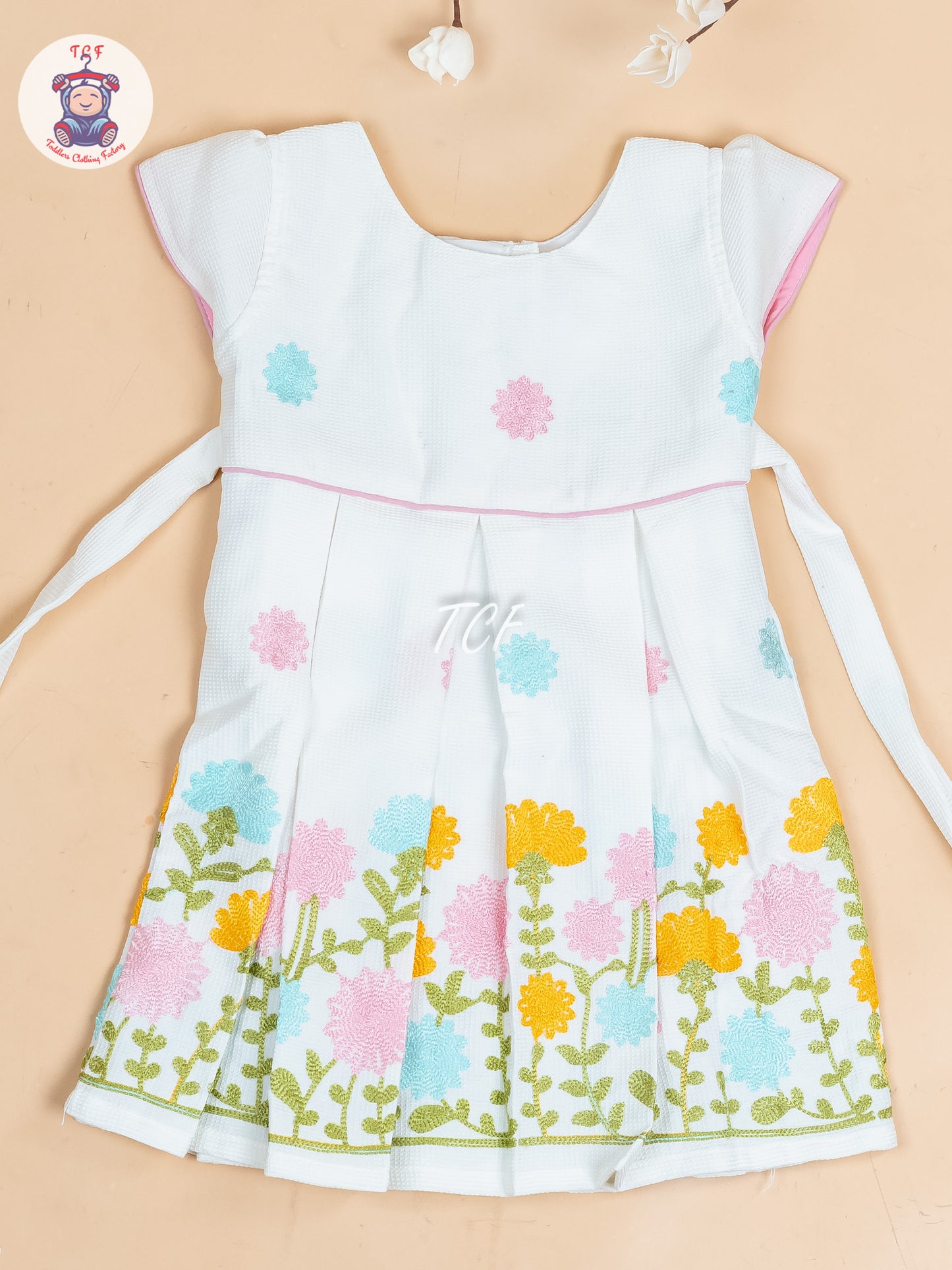 White - Girls Readymade Cotton Frocks