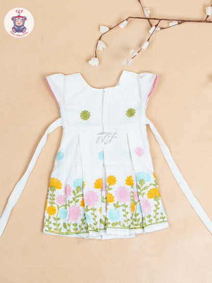 White - Girls Readymade Cotton Frocks