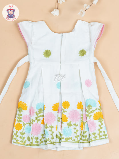 White - Girls Readymade Cotton Frocks