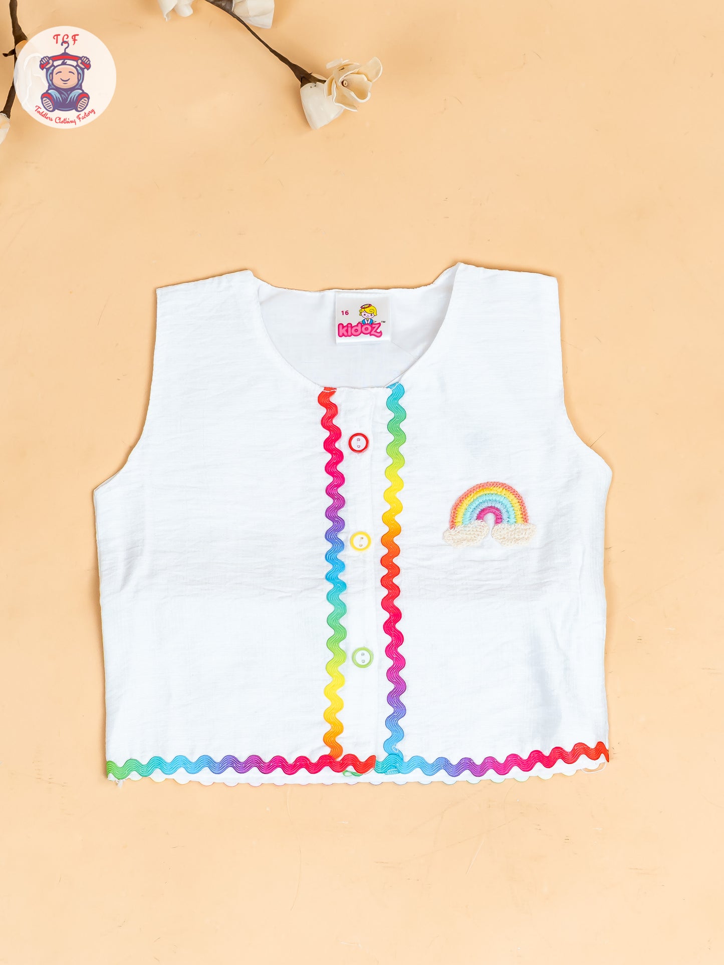 White  - Girls Raibow Printed  Top & Shorts