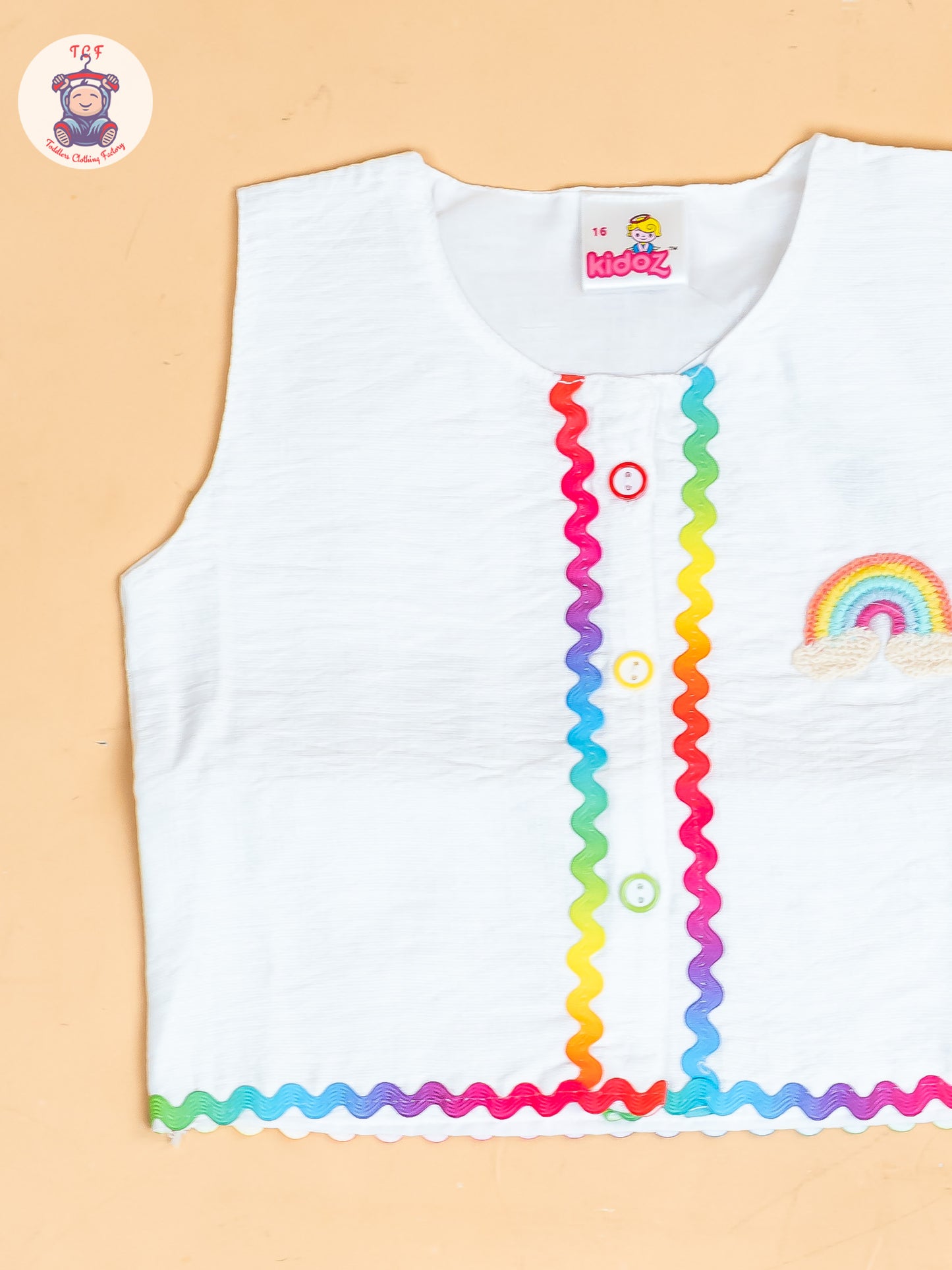 White  - Girls Raibow Printed  Top & Shorts
