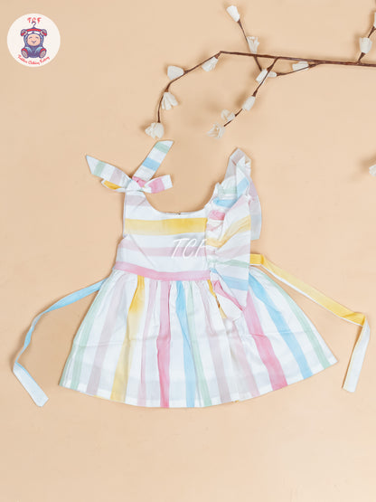 Multi Colour Printed -  Girls Readymade Cotton Frocks