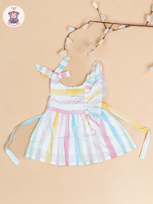 Multi Colour Printed -  Girls Readymade Cotton Frocks