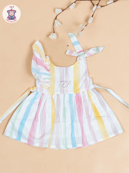 Multi Colour Printed -  Girls Readymade Cotton Frocks