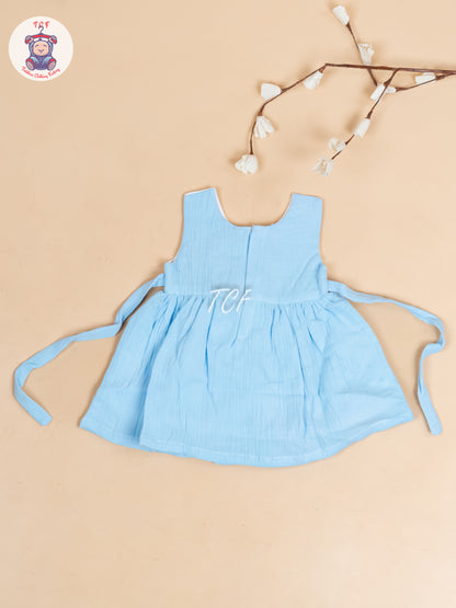 White & Blue - Girls Readymade Cotton Frocks