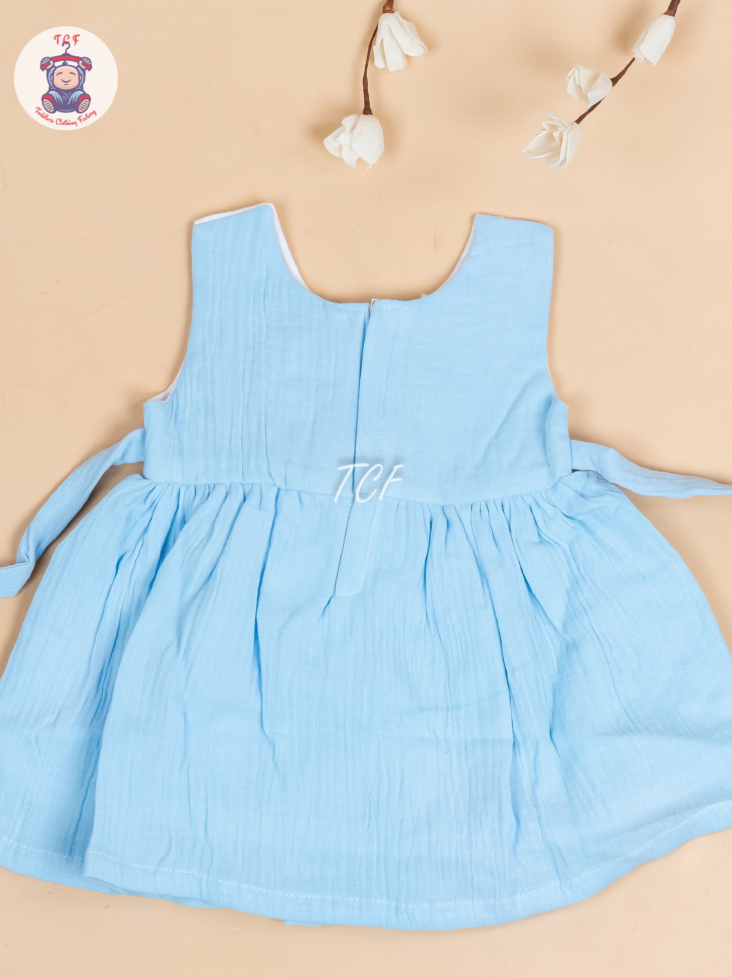 White & Blue - Girls Readymade Cotton Frocks