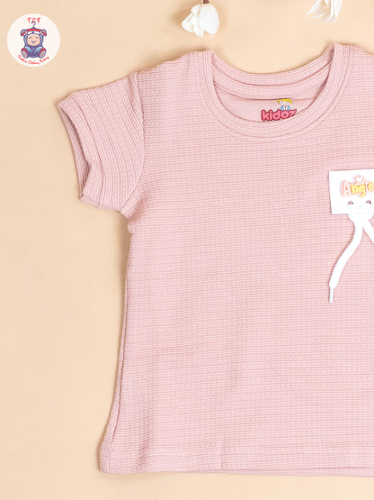 Peach - Girls Strechable T- Shirts