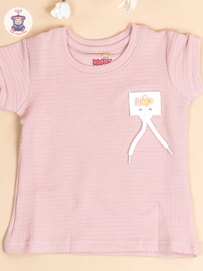 Peach - Girls Strechable T- Shirts
