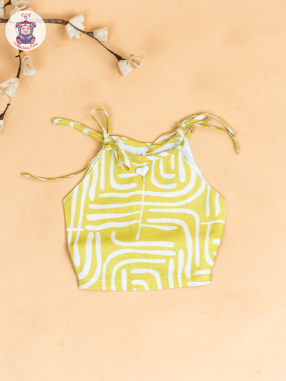 Light Green - Girls Crop Top & Skirt With Zip Bag