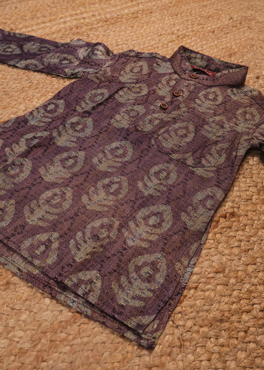 Purple & Beige - Boys Readymade Kurtas