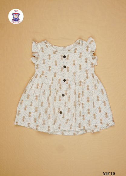 Brown -  Girls Readymade Muslin Frocks