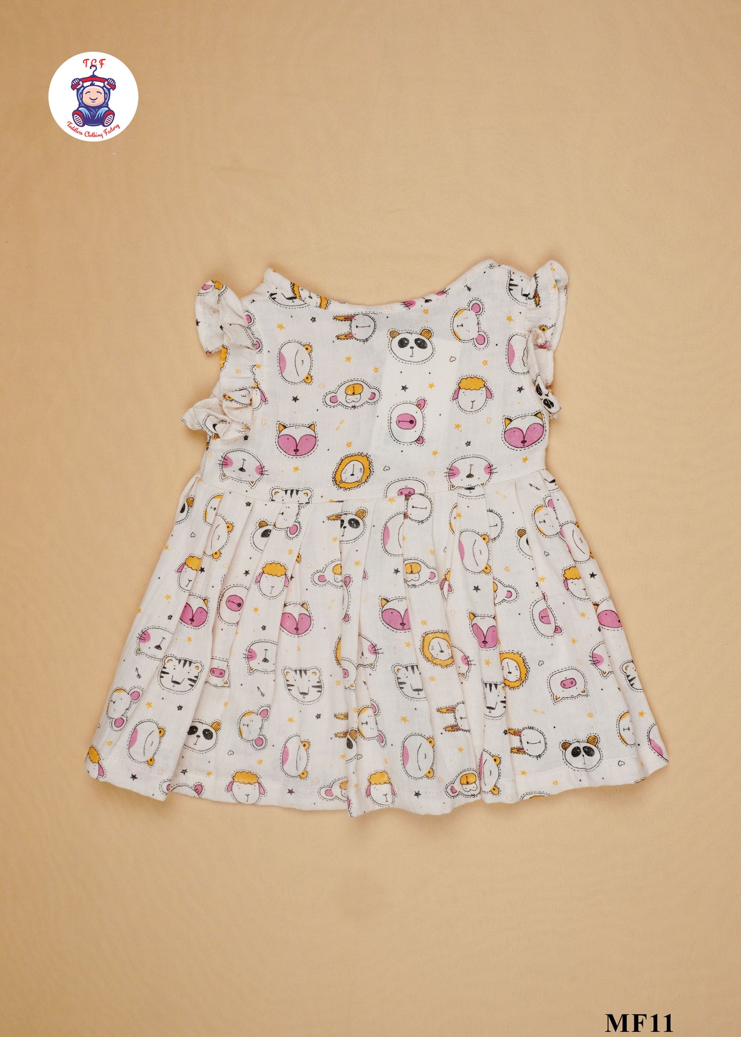 Pink Kitty - Girls Readymade Muslin Frocks
