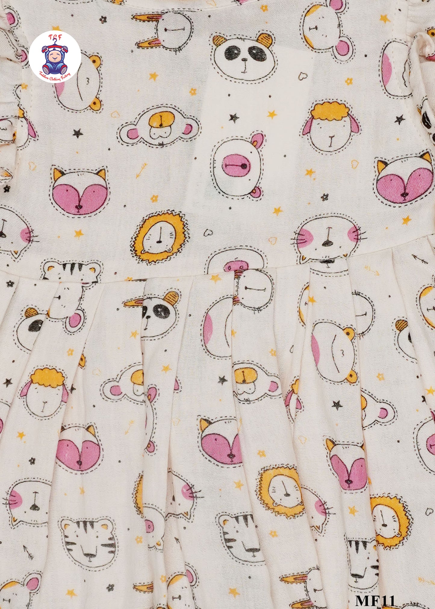 Pink Kitty - Girls Readymade Muslin Frocks