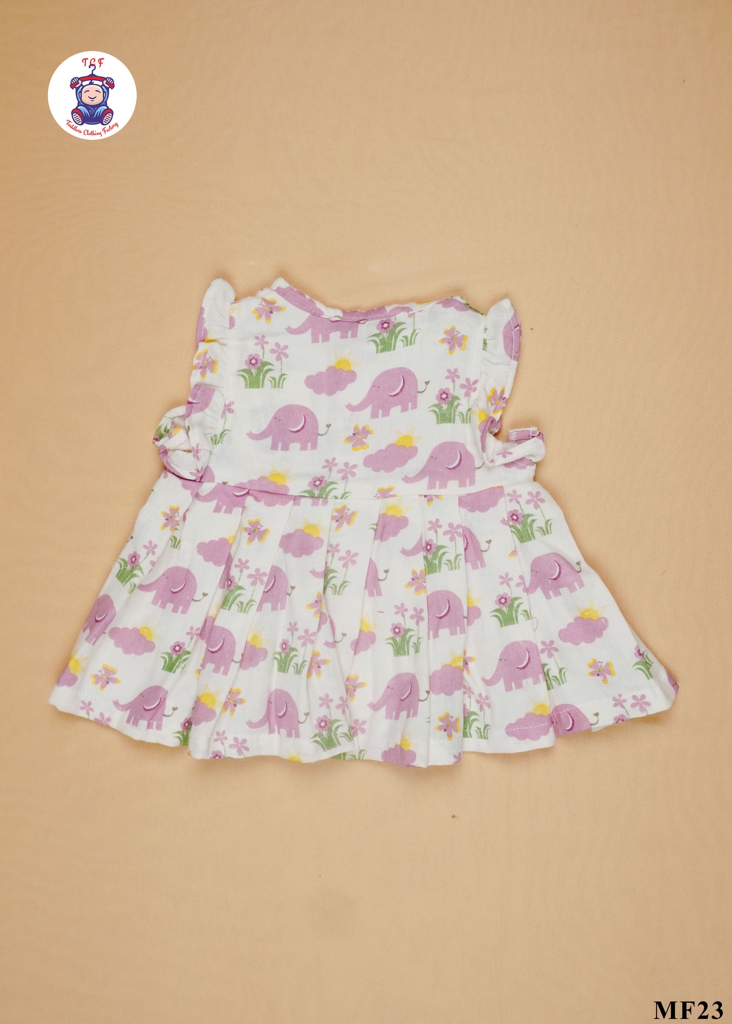 Pink Elephant - Girls Readymade Muslin Frocks