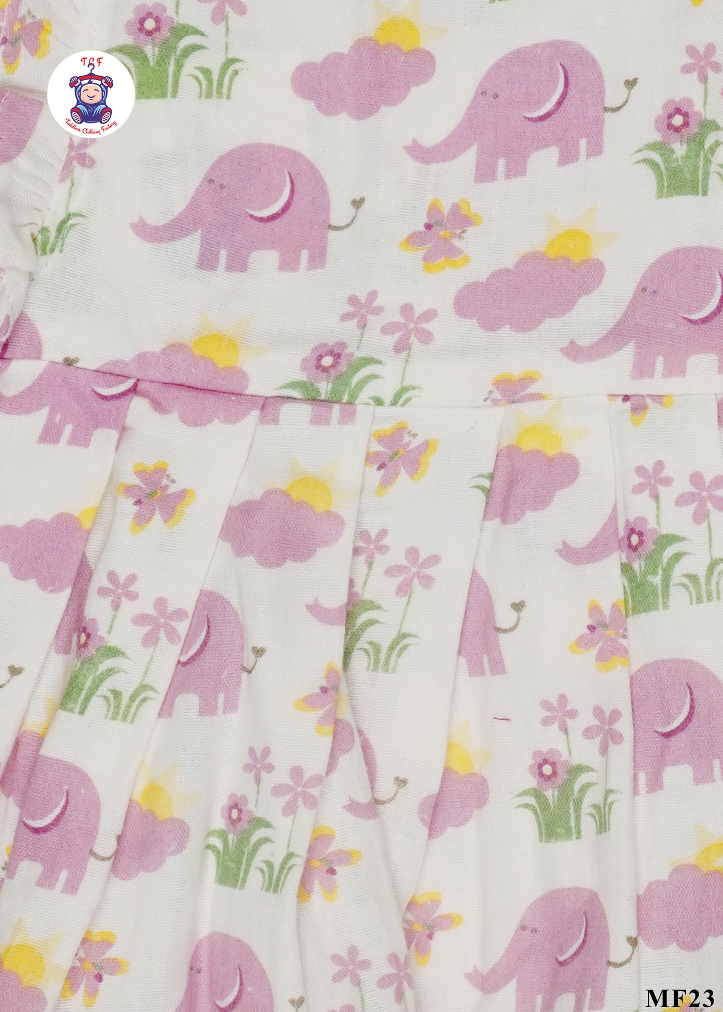 Pink Elephant - Girls Readymade Muslin Frocks
