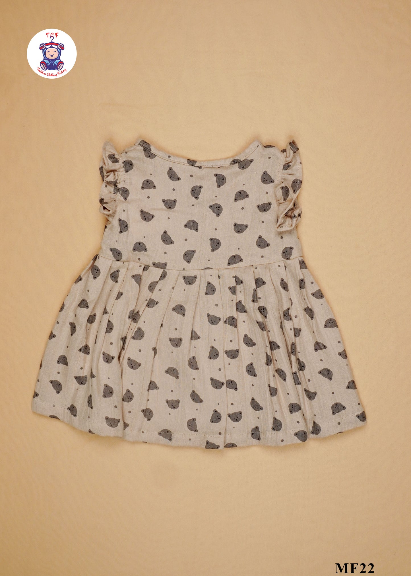 Brown Teddy - Girls Readymade Muslin Frocks