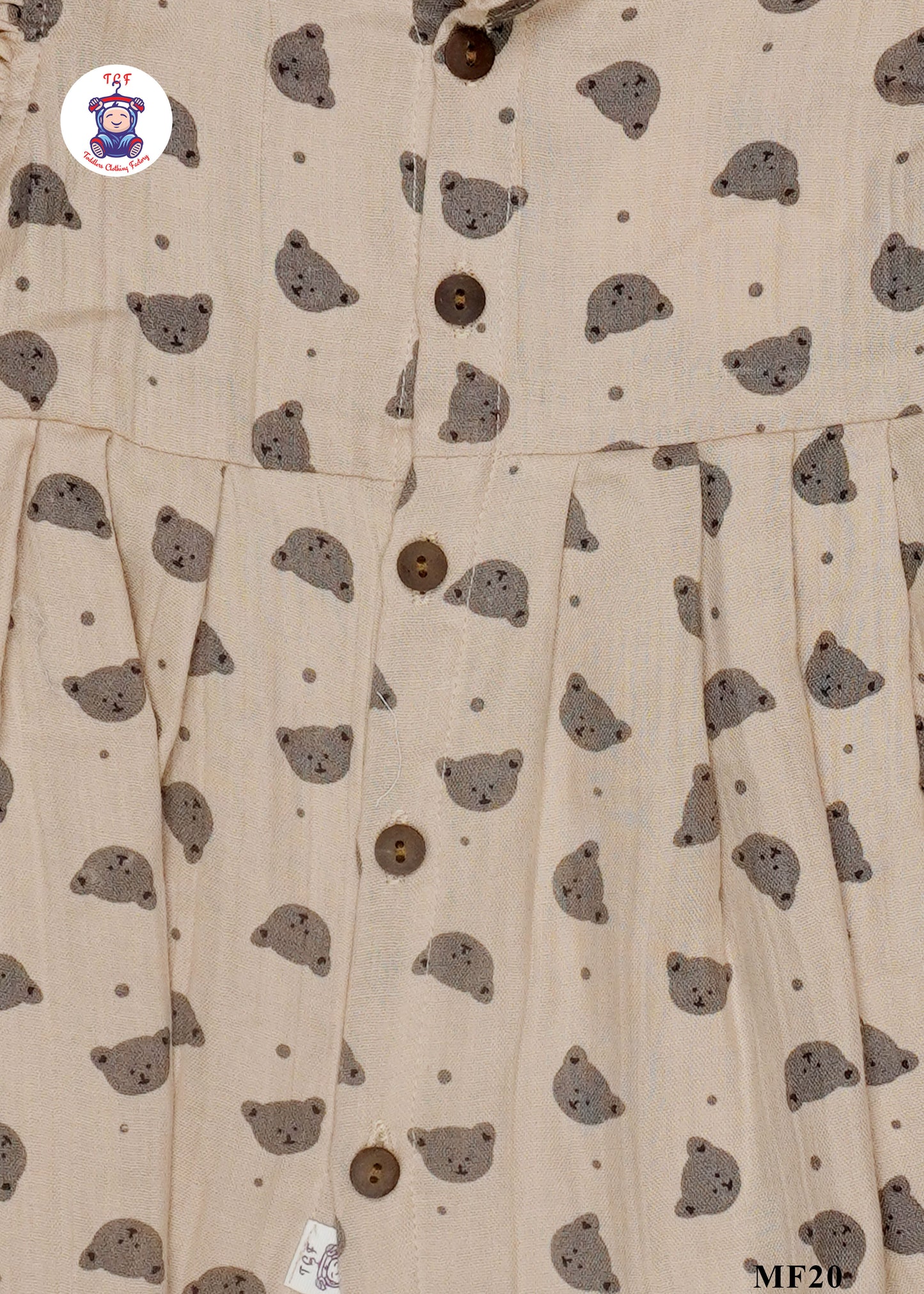 Brown Teddy - Girls Readymade Muslin Frocks