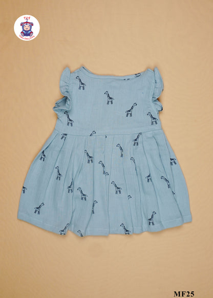 Blue Giraffe - Girls Readymade Muslin Frocks
