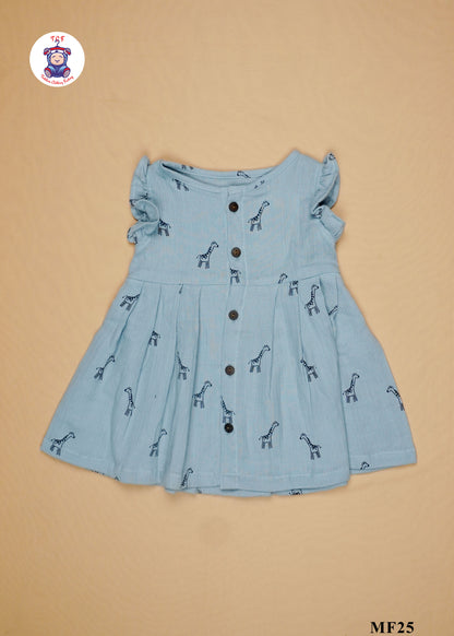 Blue Giraffe - Girls Readymade Muslin Frocks