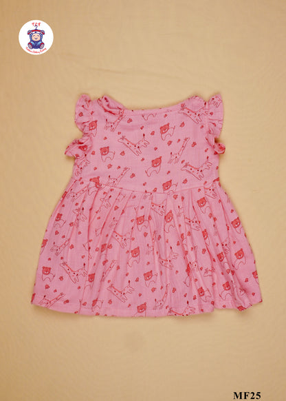 Pink Giraffe - Girls Readymade Muslin Frocks