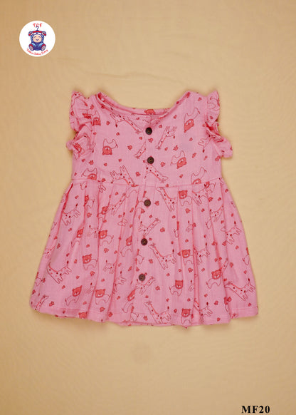 Pink Giraffe - Girls Readymade Muslin Frocks