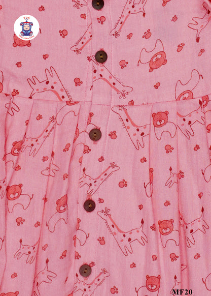Pink Giraffe - Girls Readymade Muslin Frocks