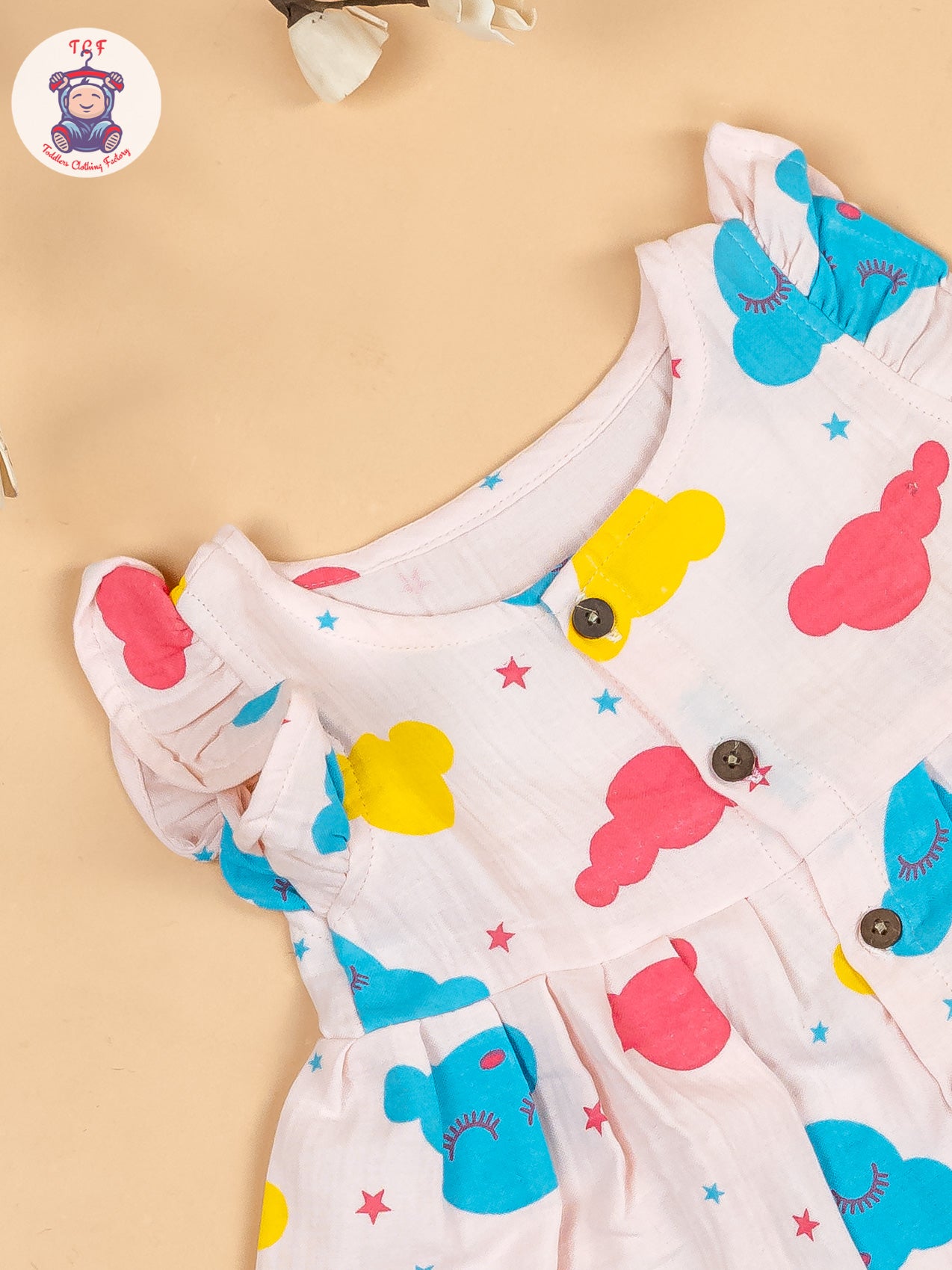 Baby Pink & Blue  - Clouds Girls Muslin Frocks