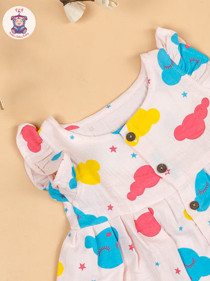 Baby Pink & Blue  - Clouds Girls Muslin Frocks