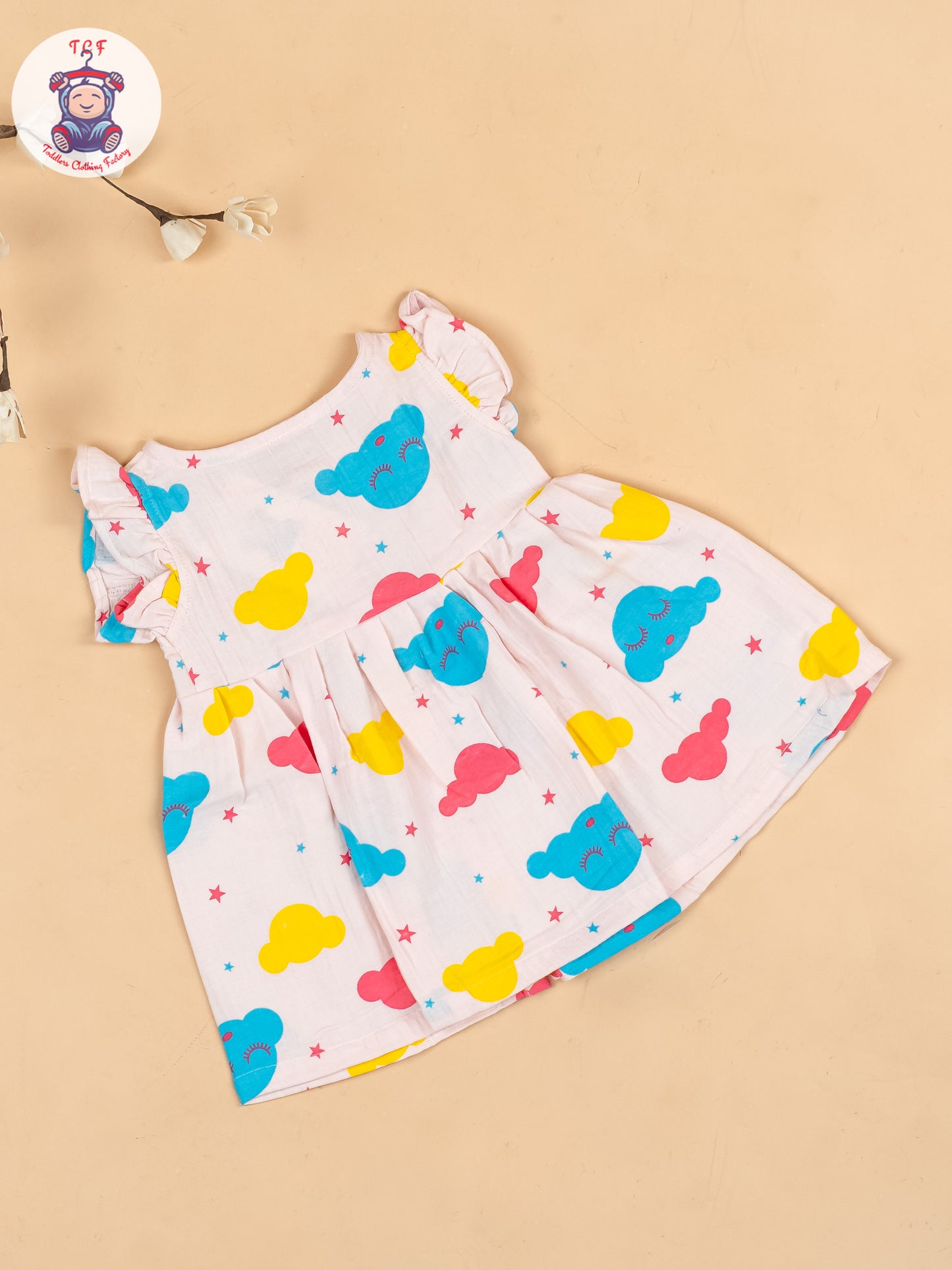Baby Pink & Blue  - Clouds Girls Muslin Frocks