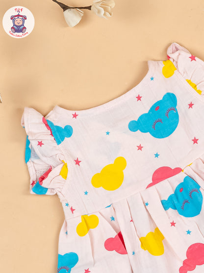 Baby Pink & Blue  - Clouds Girls Muslin Frocks