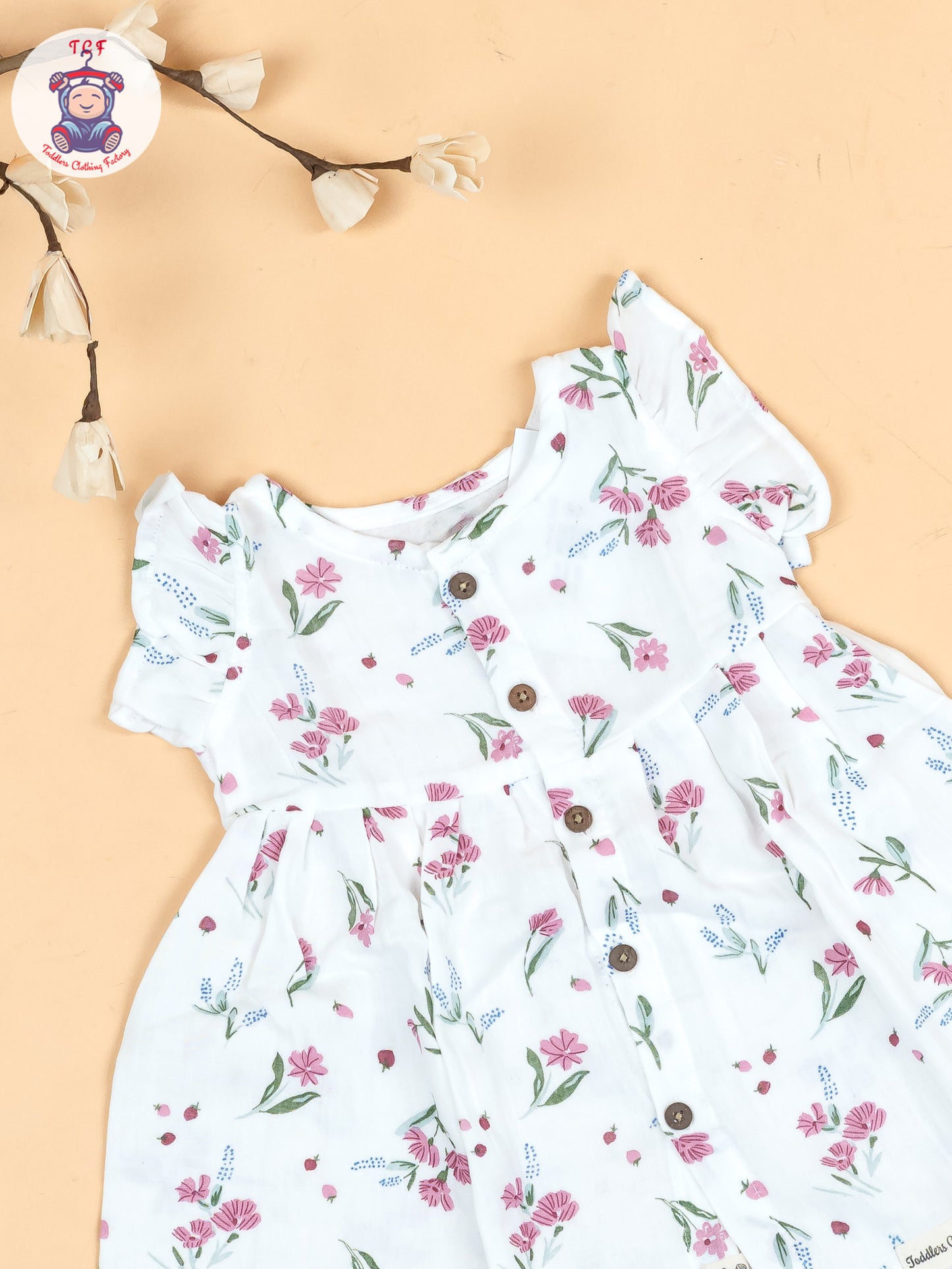 White Floral - Girls Muslin Frocks