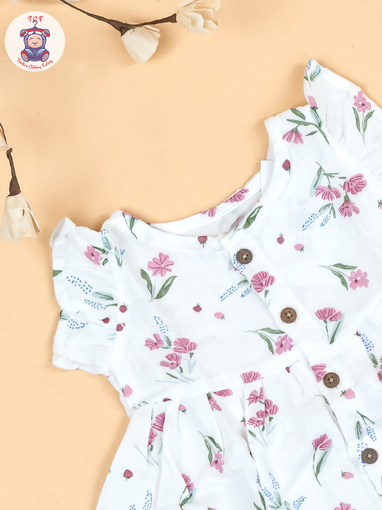 White Floral - Girls Muslin Frocks