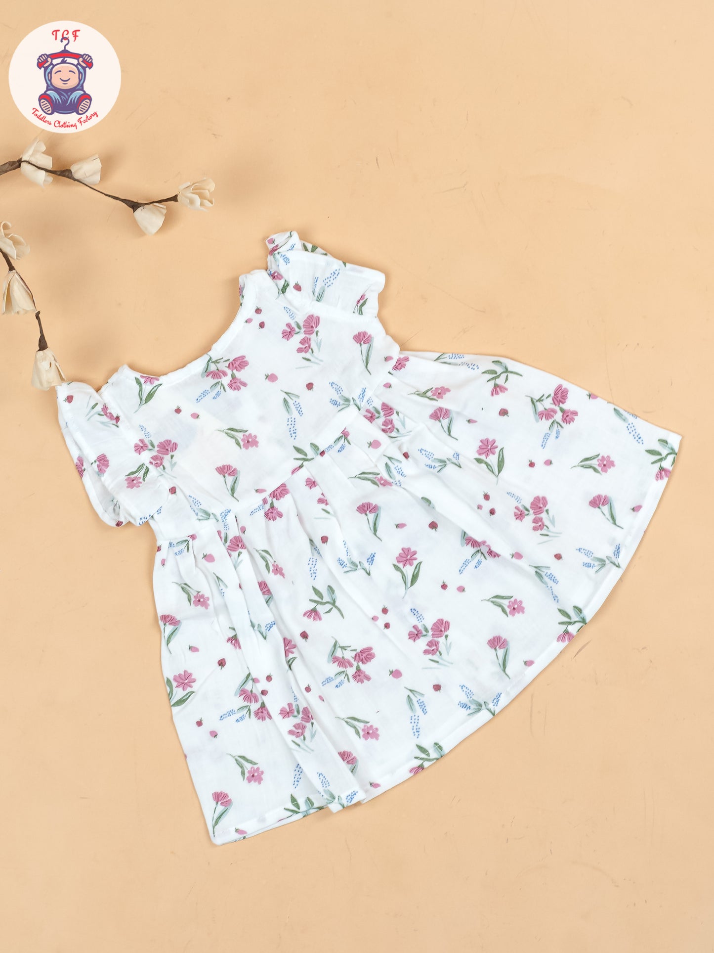 White Floral - Girls Muslin Frocks
