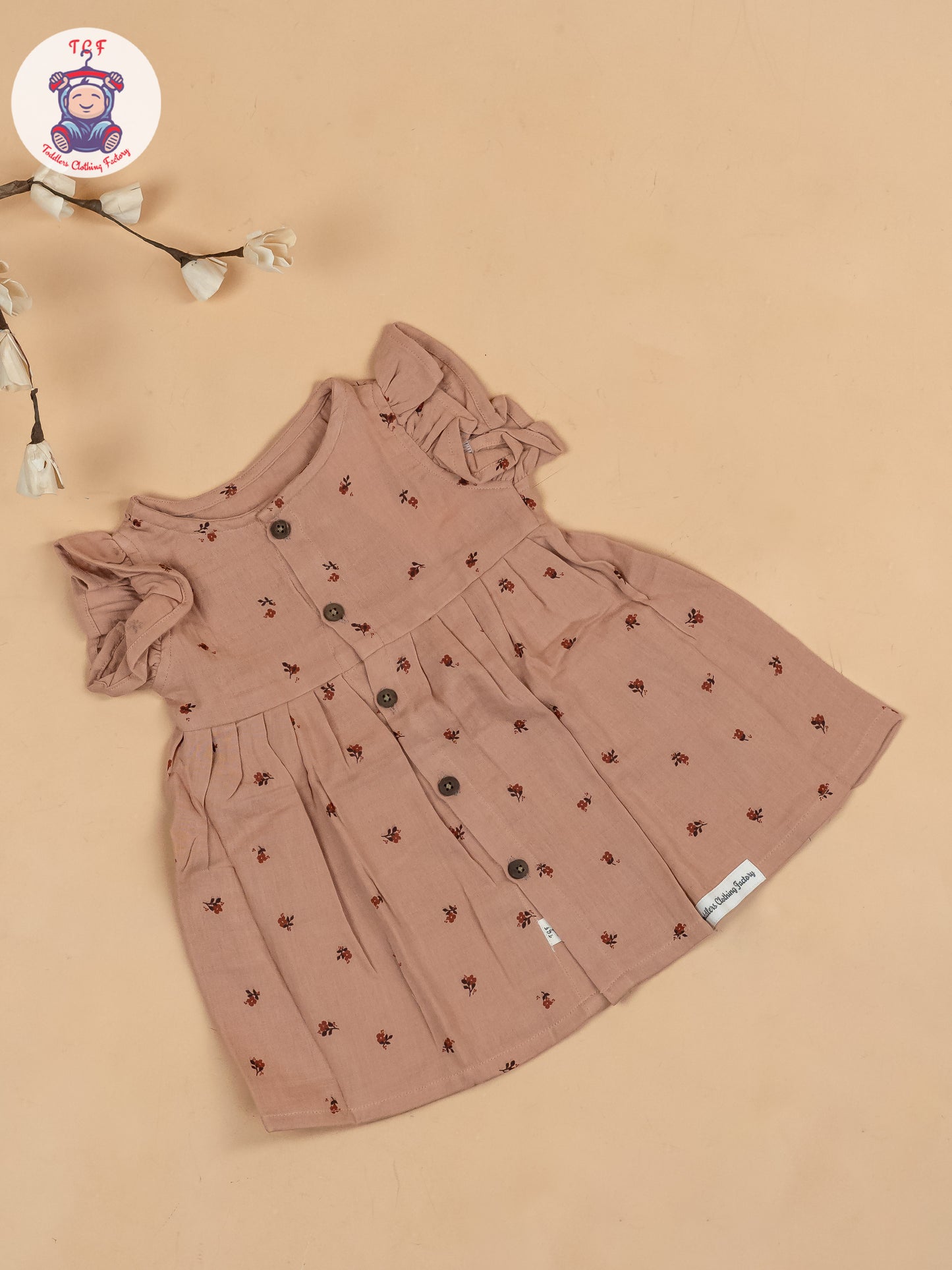Brown Floral - Girls Muslin Frocks