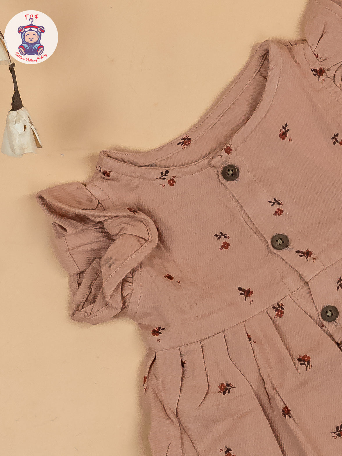 Brown Floral - Girls Muslin Frocks