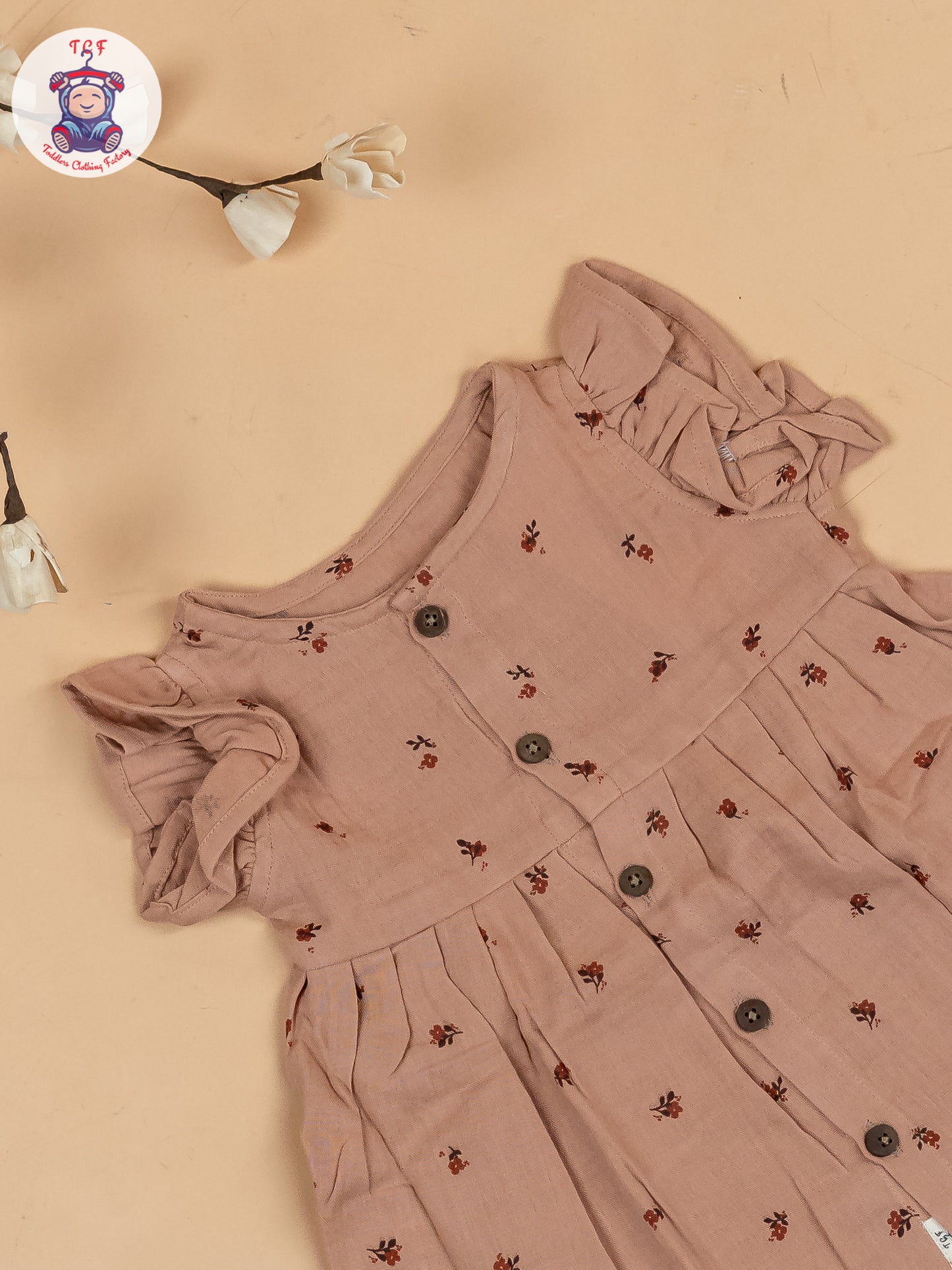 Brown Floral - Girls Muslin Frocks